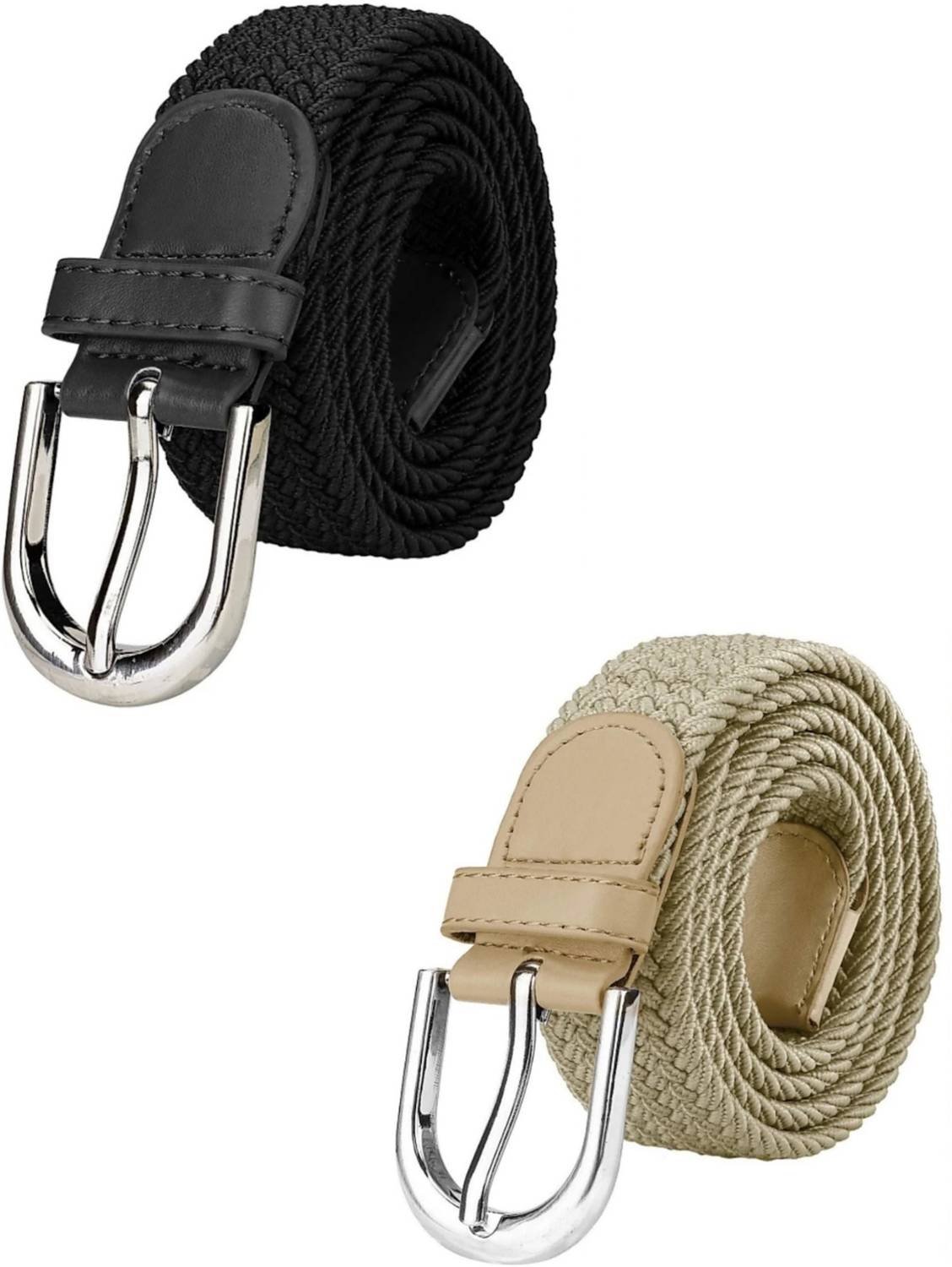 BELTLY Women Casual Black, Beige Fabric Belt