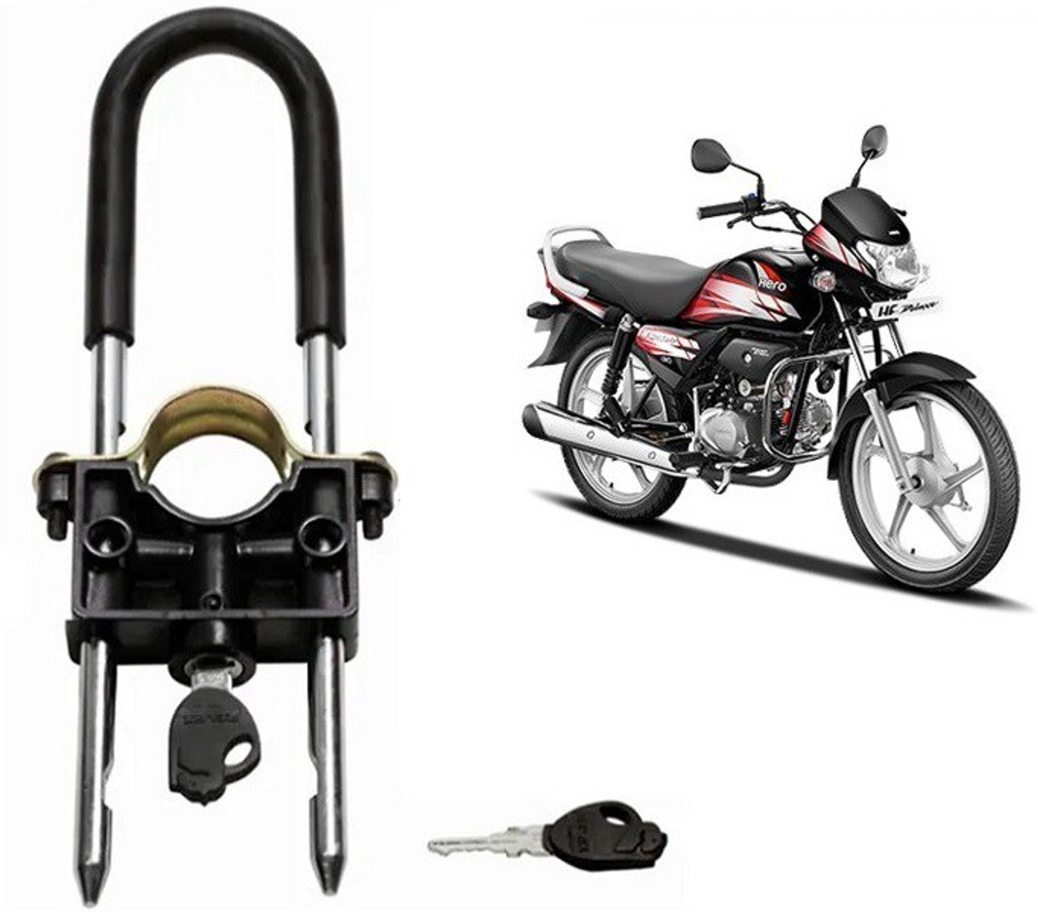 Image of Biking Hub Vehicle Lock 10795 U-Type Bike Anti Theft Wheel Lock Wheel Lock