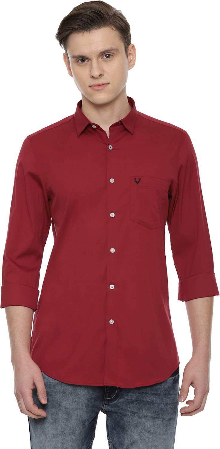 Allen Solly Men Solid Casual Maroon Shirt