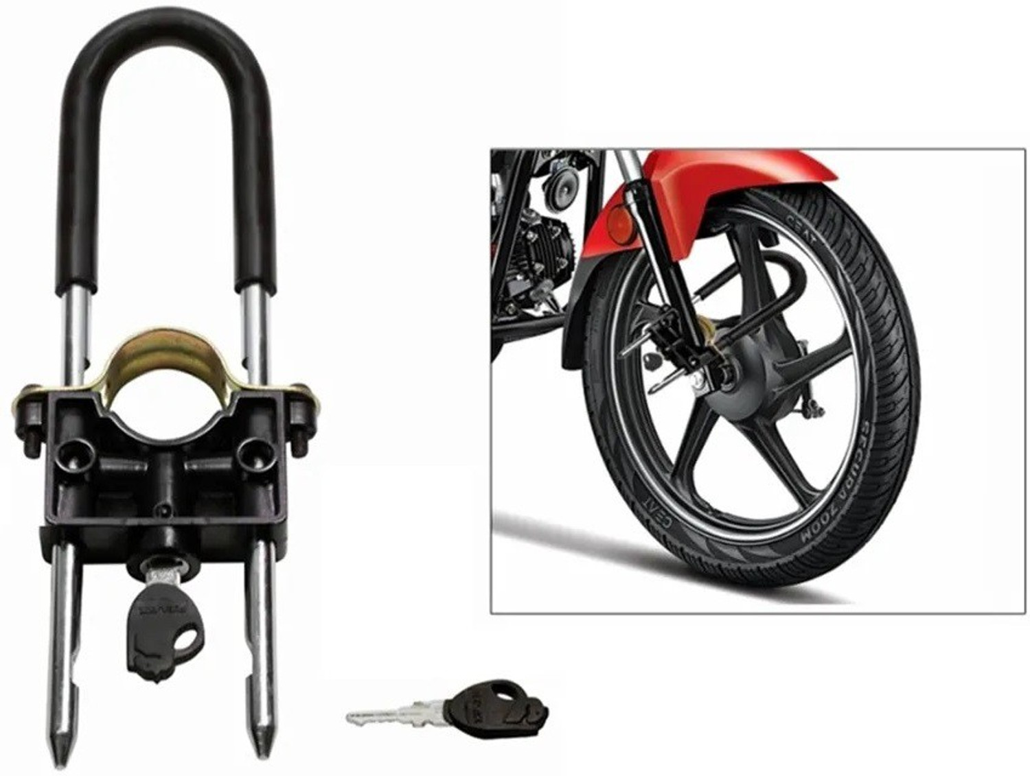 Image of Biking Hub Vehicle Lock 10795 U-Type Bike Anti Theft Wheel Lock Wheel Lock
