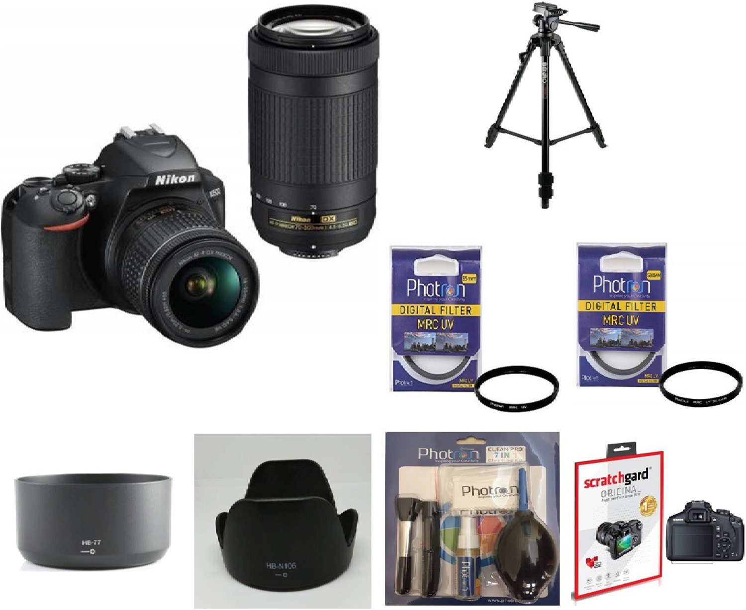 Image of NIKON D3500 (With Basic Accessory Kit) DSLR Camera Body with Dual lens: 18-55 mm f /3.5-5.6 G VR and AF-P DX Nikkor 70-300 mm f /4.5-6.3G ED VR