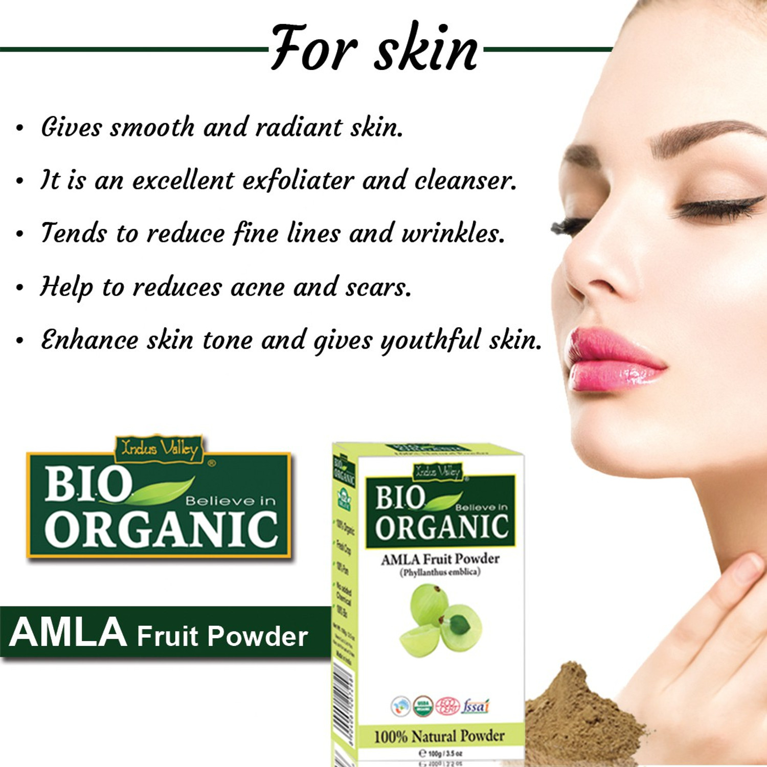 Image of Indus Valley Bio Organic Hair & Skin Care Combo - Hibiscus, Neem & Amla Powder 100g - Each