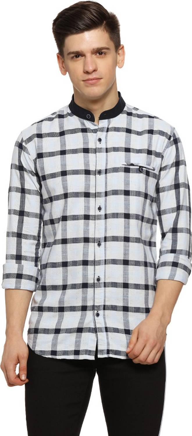 CAHOOT Men Checkered Casual White Shirt