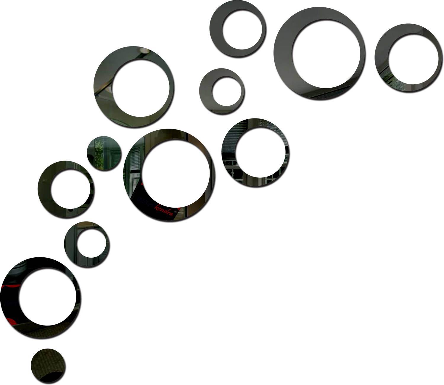 Bikri Kendra 100 cm 12 black ring - 3D acrylic Decorative mirror wall stickers Self Adhesive Sticker