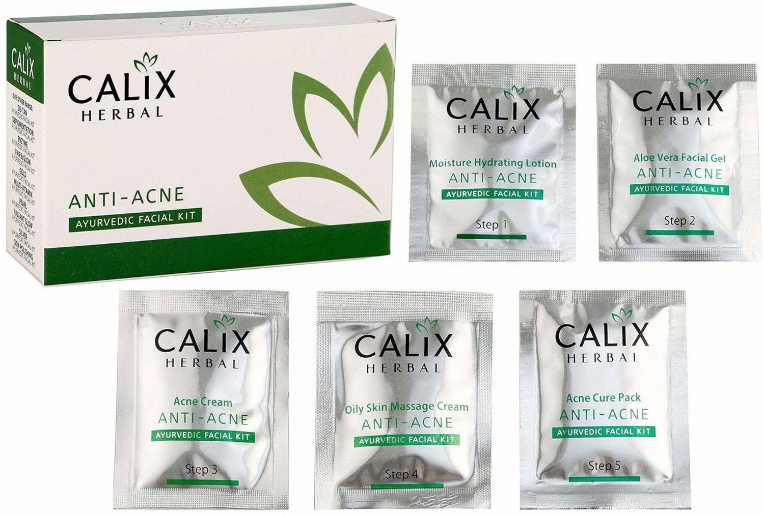 calix Herbal Organic Anti Acne Ayurvedic Facial Kit for Anti Acne & Pimple Control with Neem and Honey | Mini Facial Kit For Women & Men Suitable For Oily Skin - 50 gm