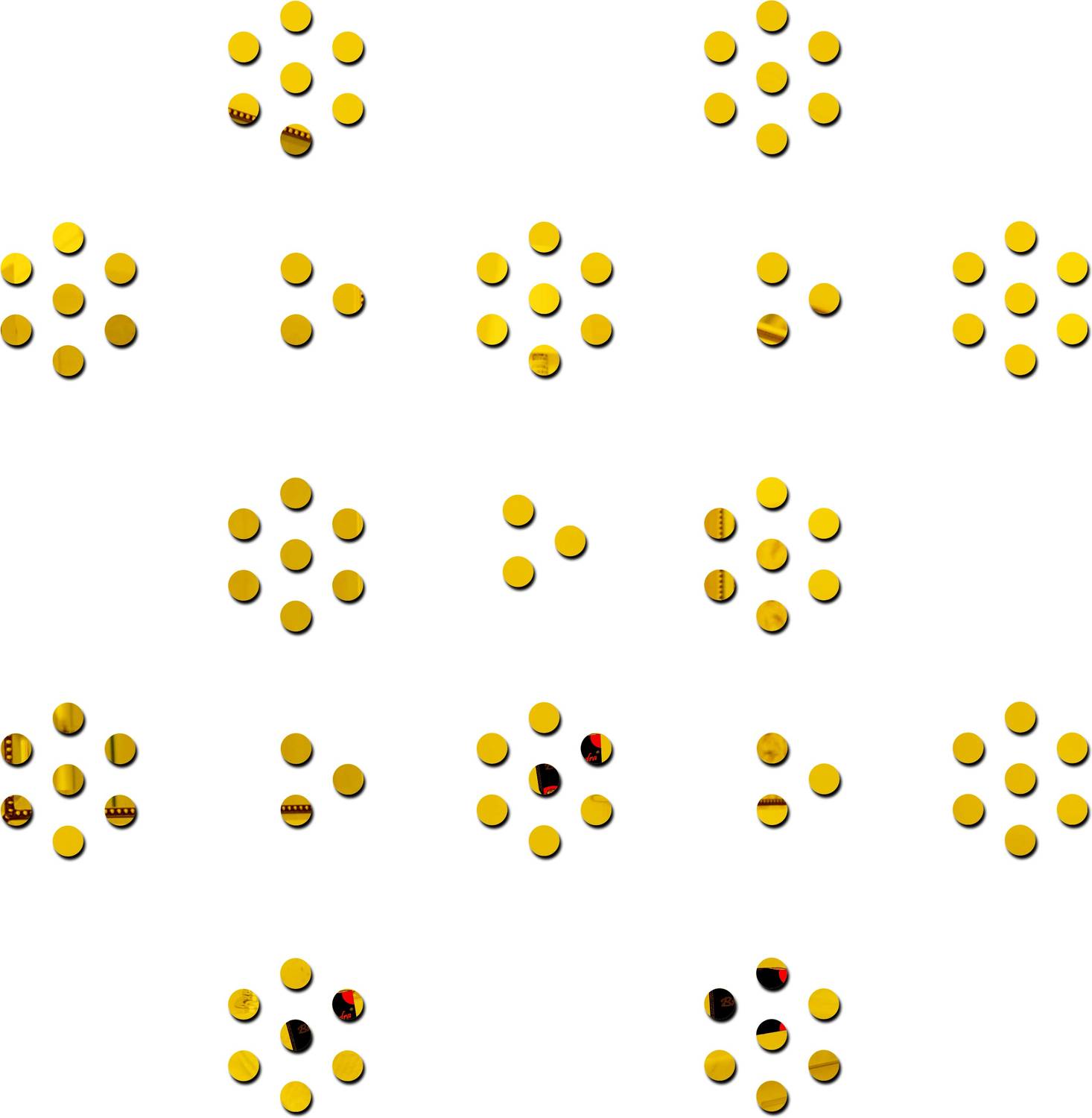 Bikri Kendra 150 cm DOTS 100 golden 3D acrylic mirror wall sticker Self Adhesive Sticker