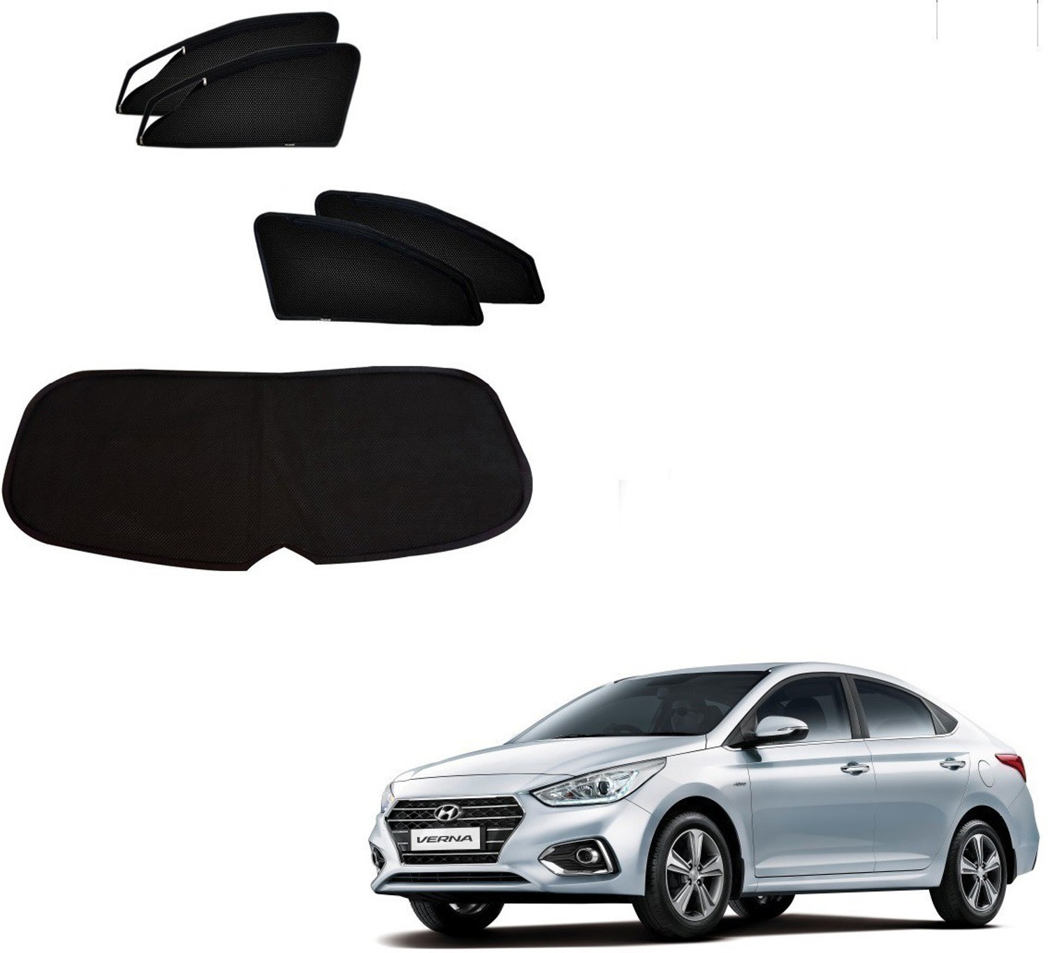 Image of AuTO ADDiCT Side Window, Rear Window Sun Shade For Hyundai Verna