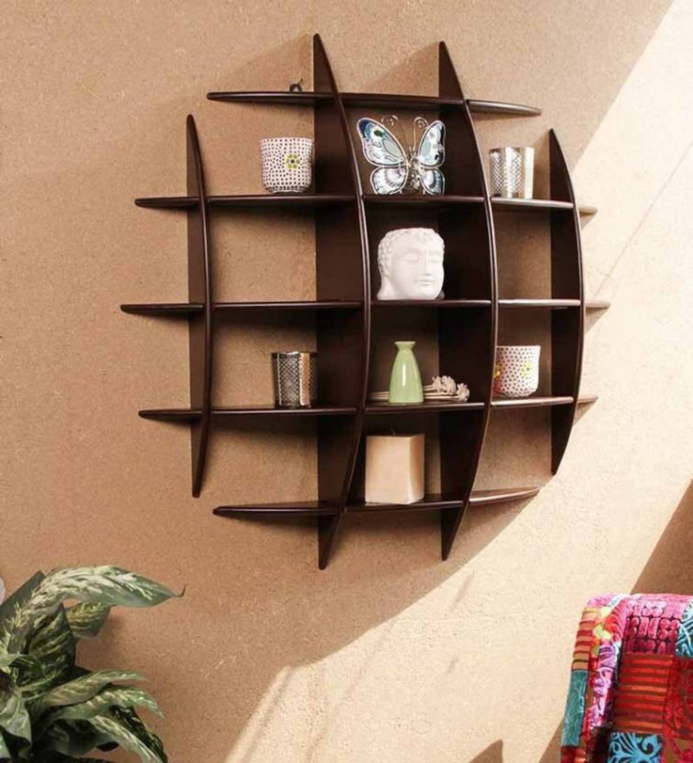 KHUSUBHDECOR wooden wall shelf tarck brown Wooden Wall Shelf (Num
