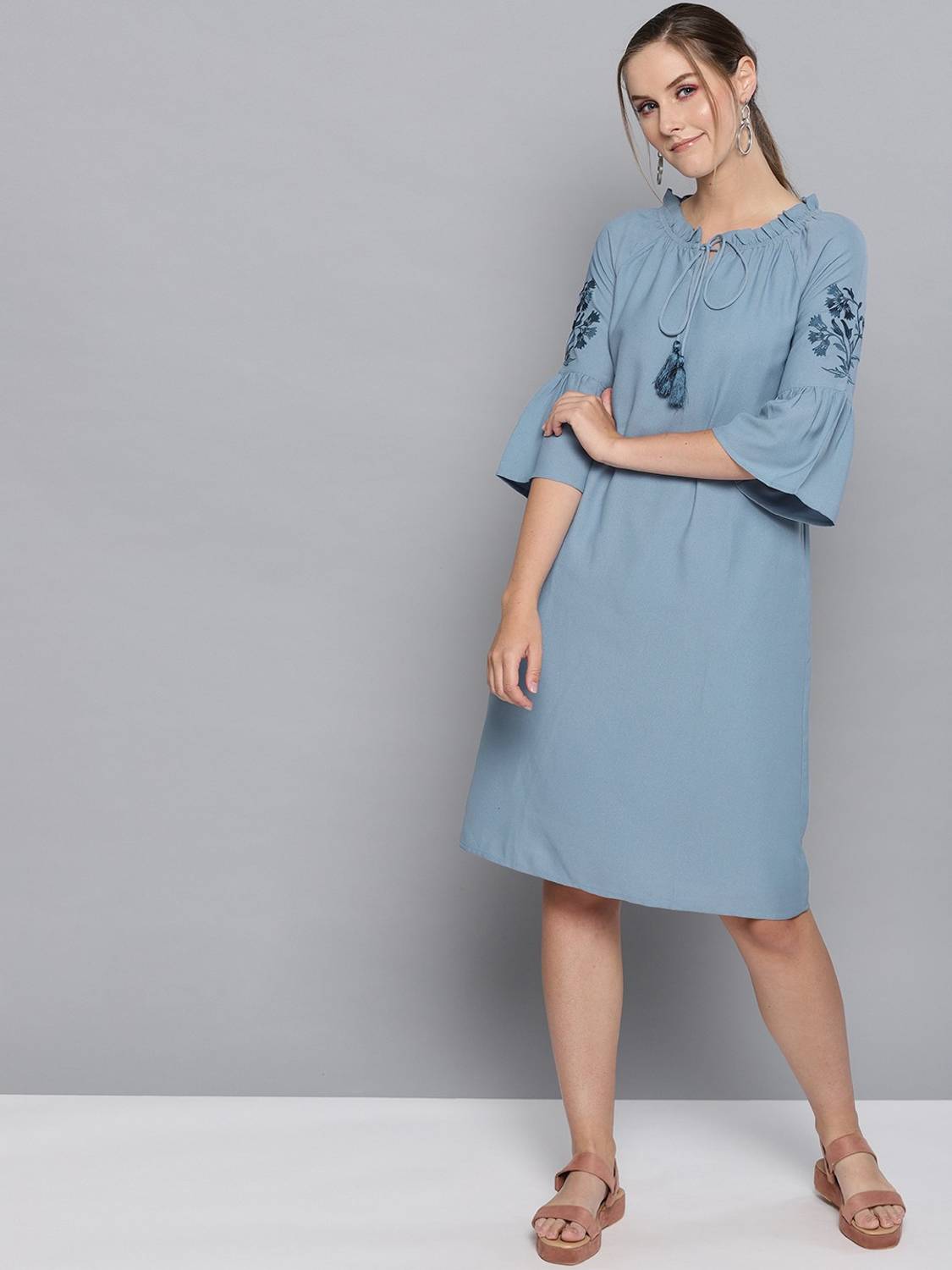 CARLTON LONDON Women A-line Blue Below Knee Dress