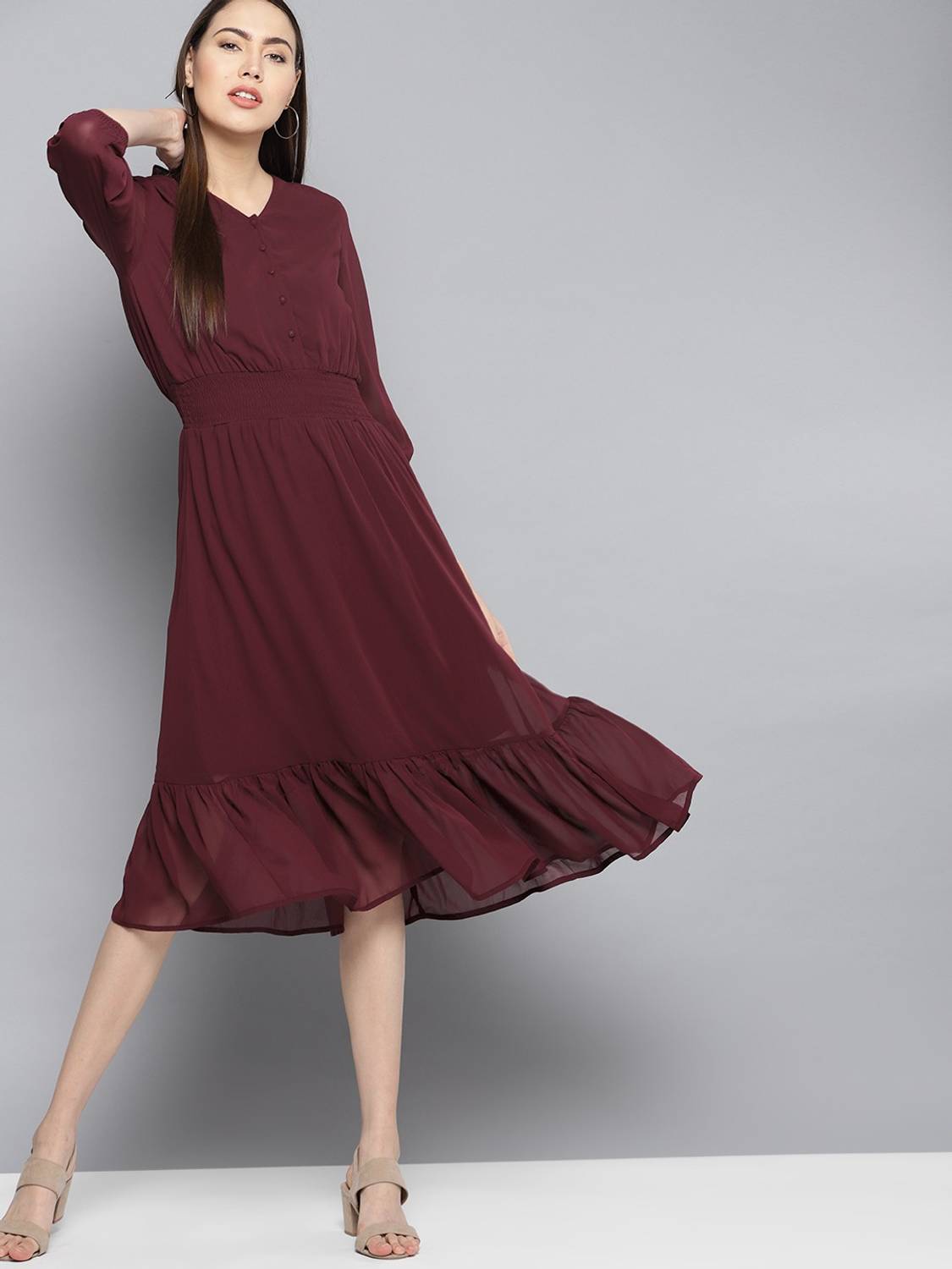 CARLTON LONDON Women Maxi Maroon Full Length Dress