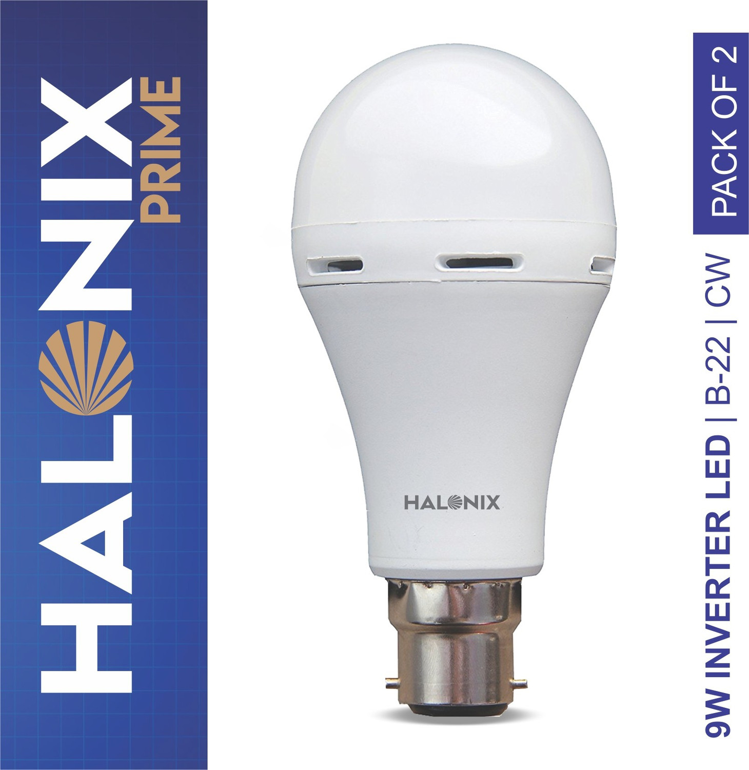 Image of HALONIX LED PRIME INVERTER 9W B22 CW PK2 M 4 hrs Bulb Emergency Light
