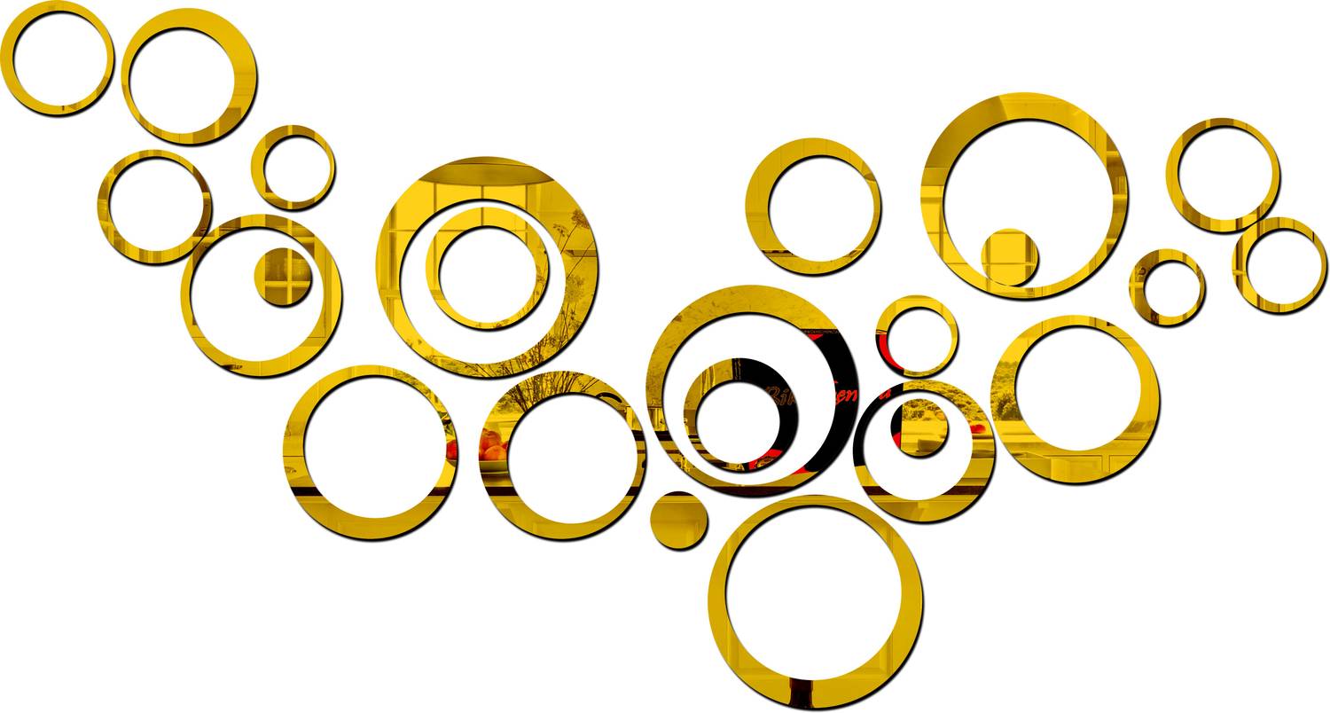 Bikri Kendra 150 cm 24 ring golden 3D acrylic mirror wall sticker Self Adhesive Sticker