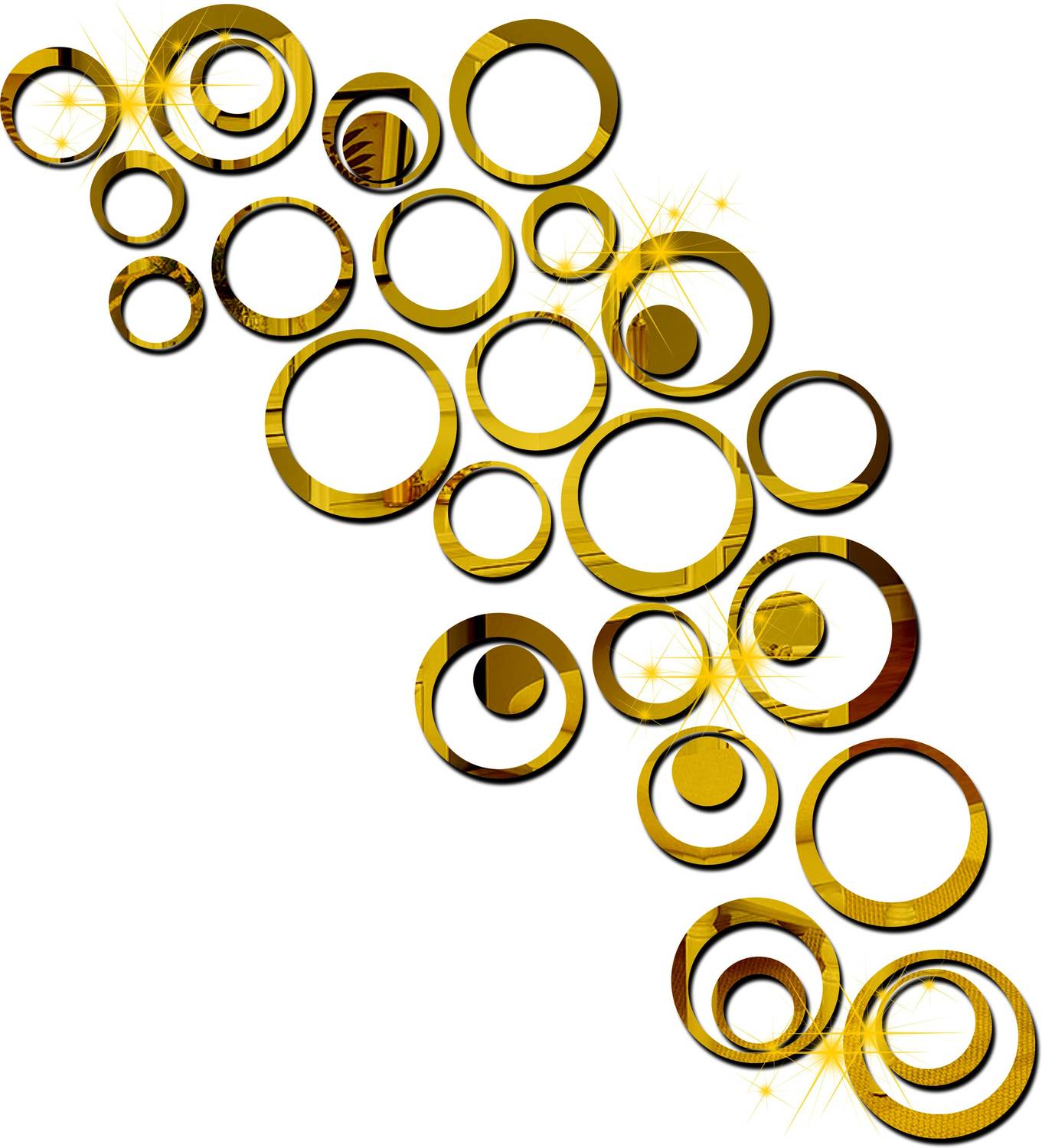Bikri Kendra 100 cm 30 rings golden - 3D mirror acrylic wall stickers decorative Self Adhesive Sticker