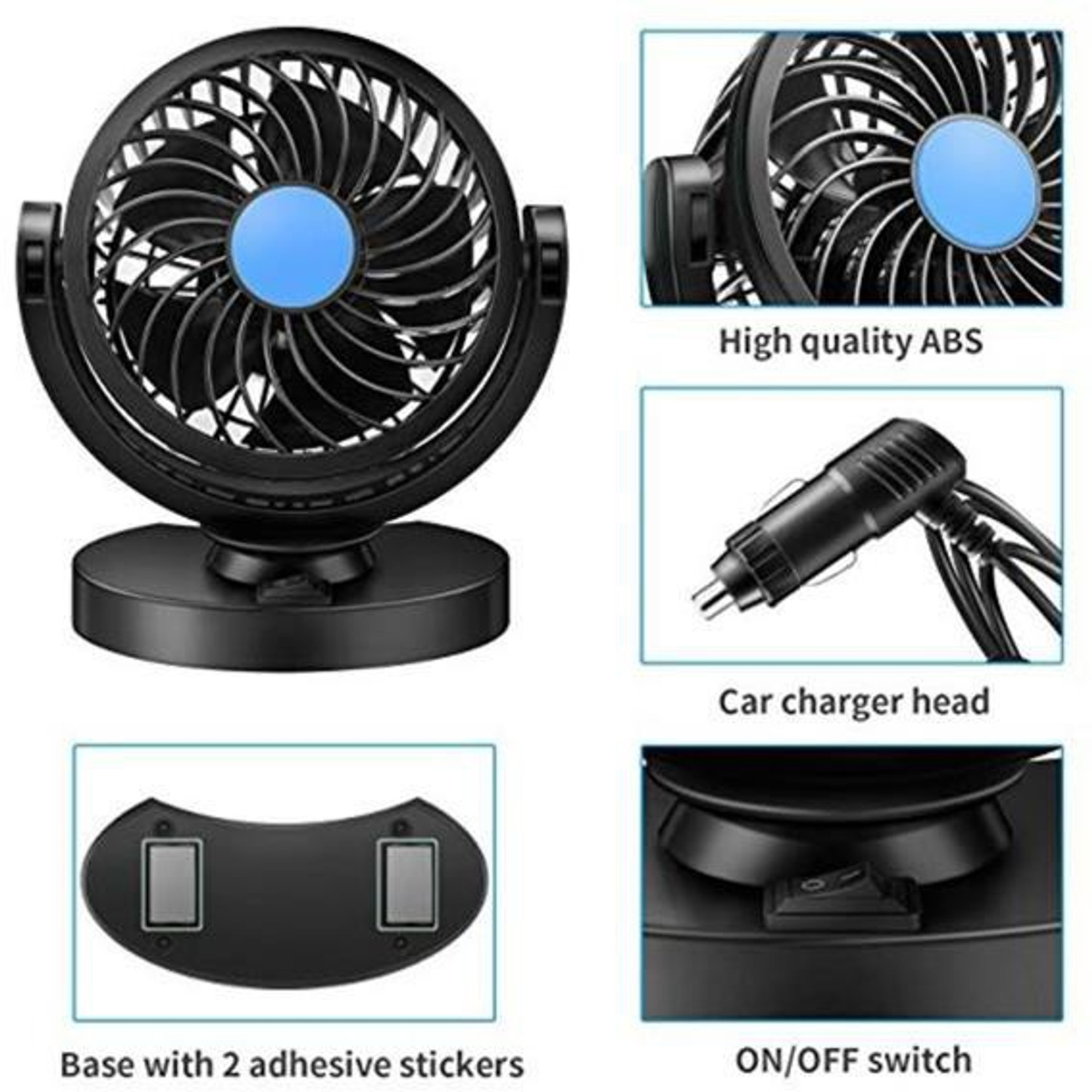 Image of YUNEIK Cooling Car Fan 360 Degree Rotatable For vehicle-Y 221 Car Interior Fan