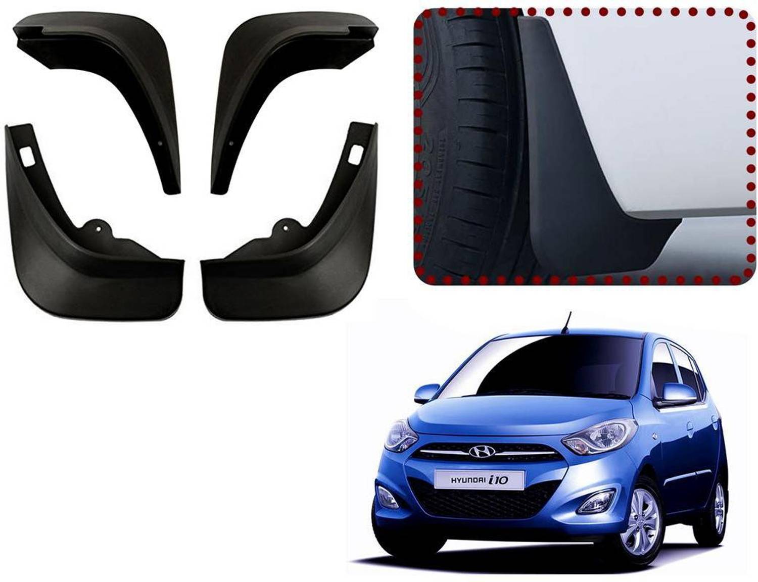 Auto Kite Front Mud Guard, Rear Mud Guard For Hyundai i10 2012