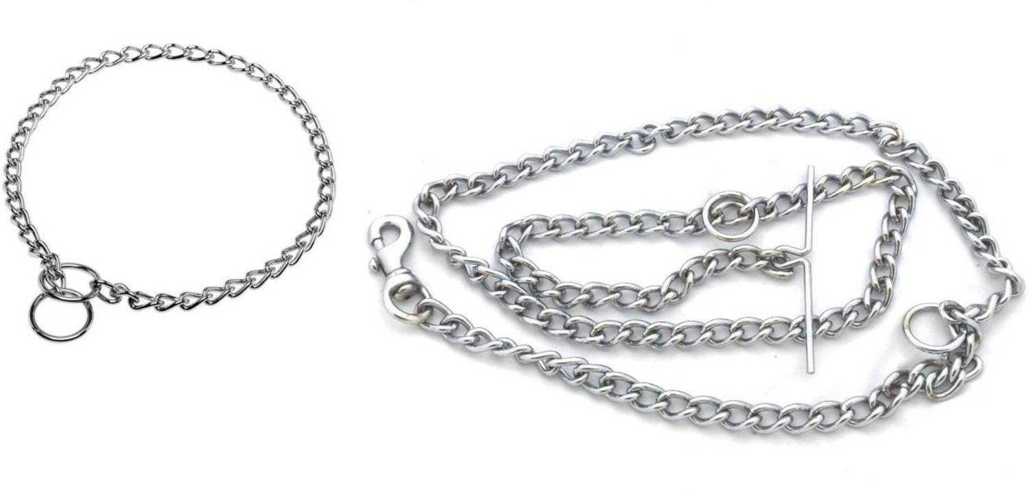 ADIOS GOOD QUALITY CHOKE CHAIN WITH DOG CHAIN Dog Collar & Chain