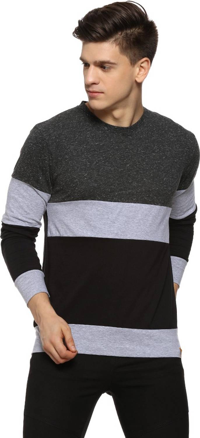 CAHOOT Self Design Men Round Neck Multicolor T-Shirt