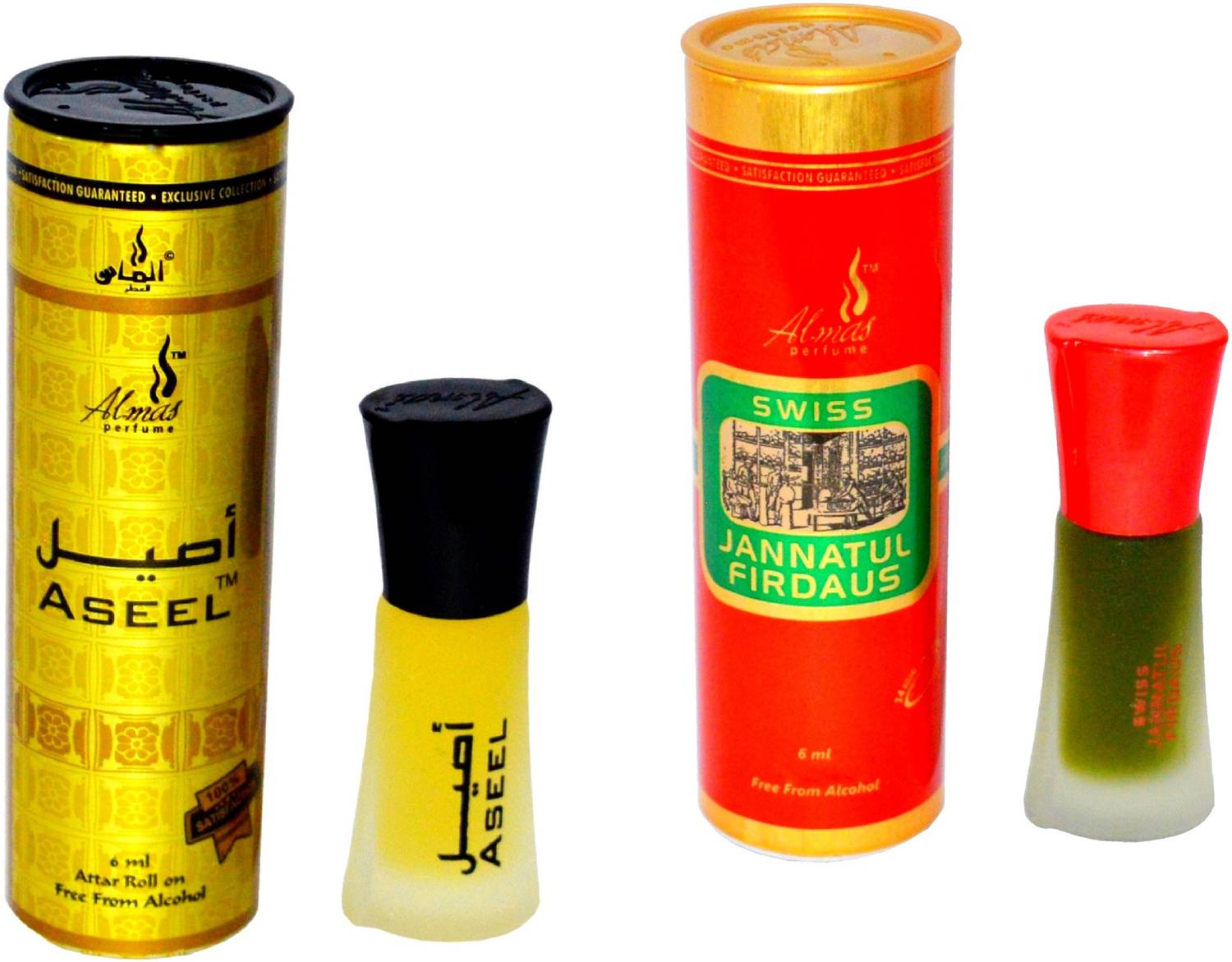 Almas ASEEL and JANNATUL FIRDAUS UAE fascinating fragrance pocket ( PACK OF 2 ) Floral Attar