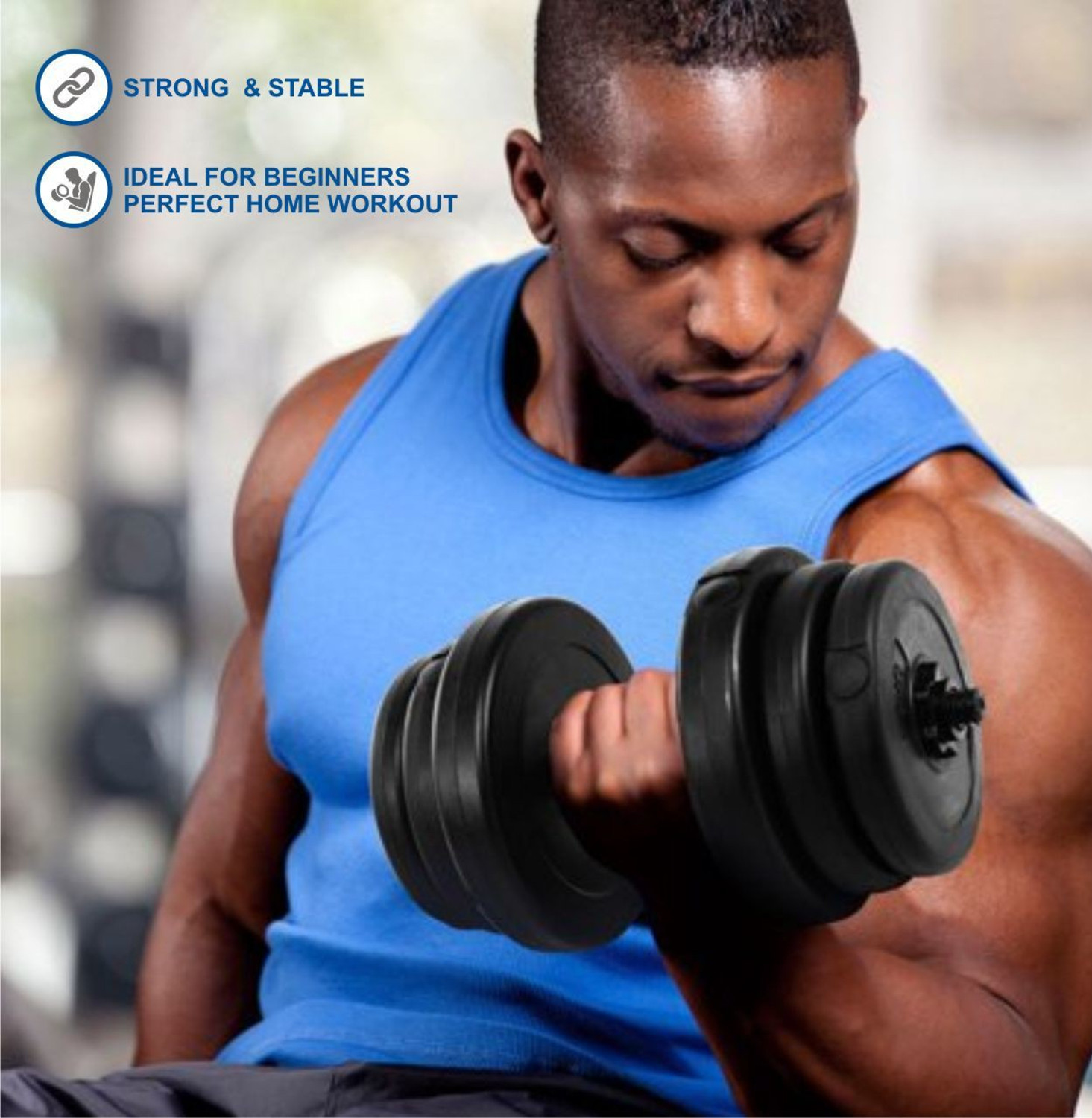 Image of Adrenex 22 Kg PVC Home Gym Adjustable Dumbbell