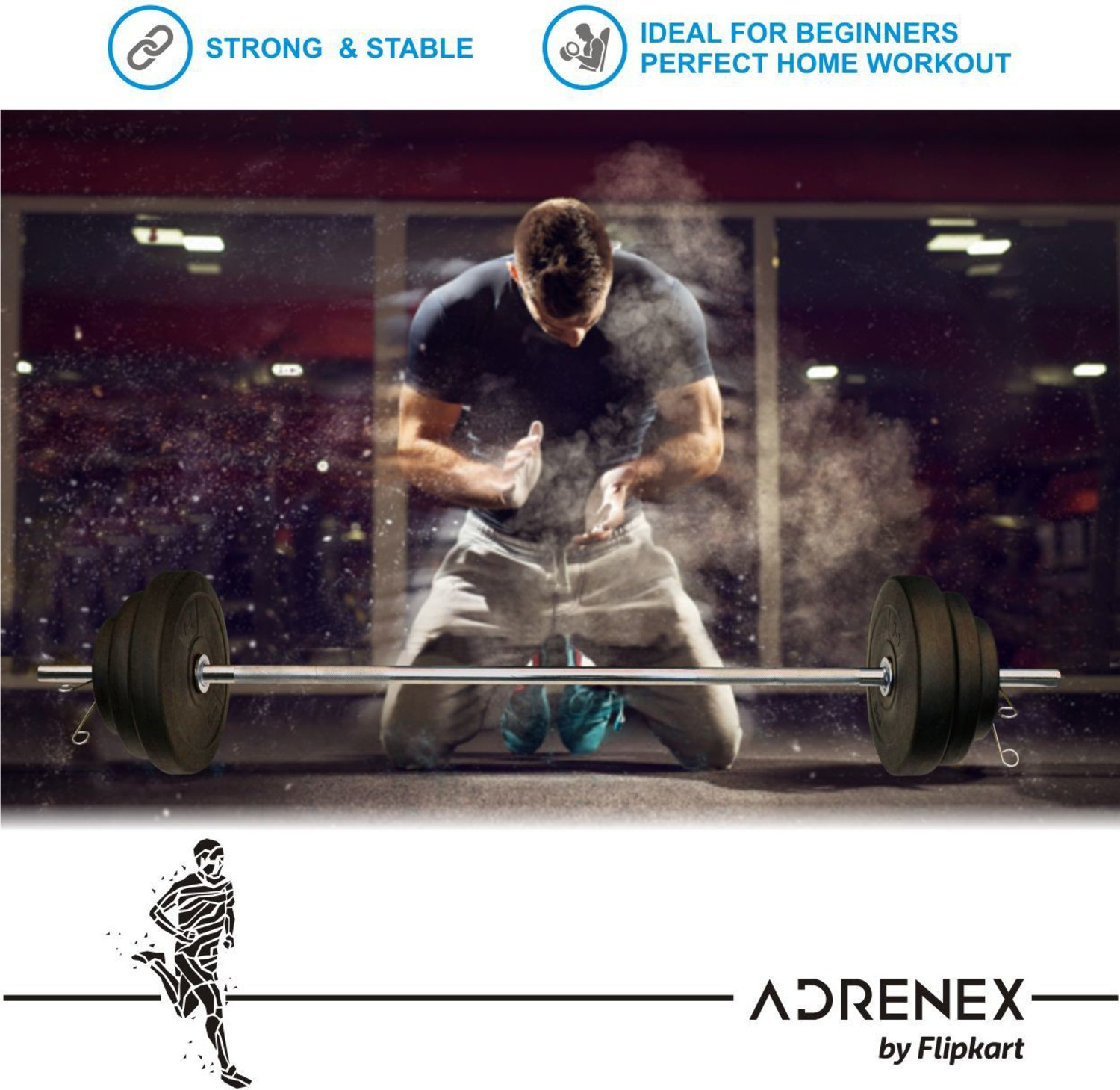 Image of Adrenex 50 Kg SOLID RUBBER 50 KG COMBO 9-WB Home Gym Combo
