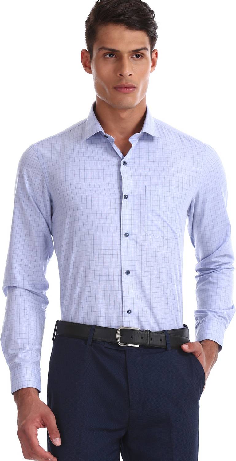 ARROW Men Checkered Formal Blue Shirt