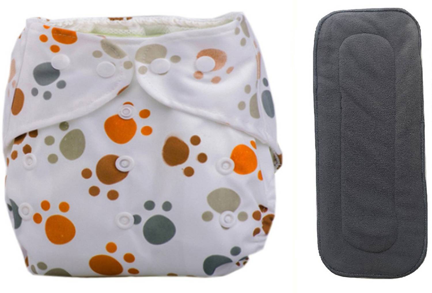 BABYMOON 1 Cloth Diaper with 5Layers Charcoal Bamboo Insert) Premium (Paw)