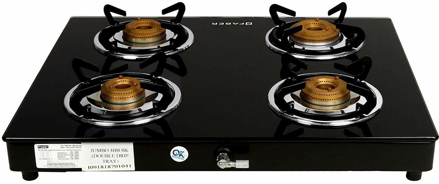 Image of FABER byFaber Jumbo 4BB BK Glass Manual Gas Stove