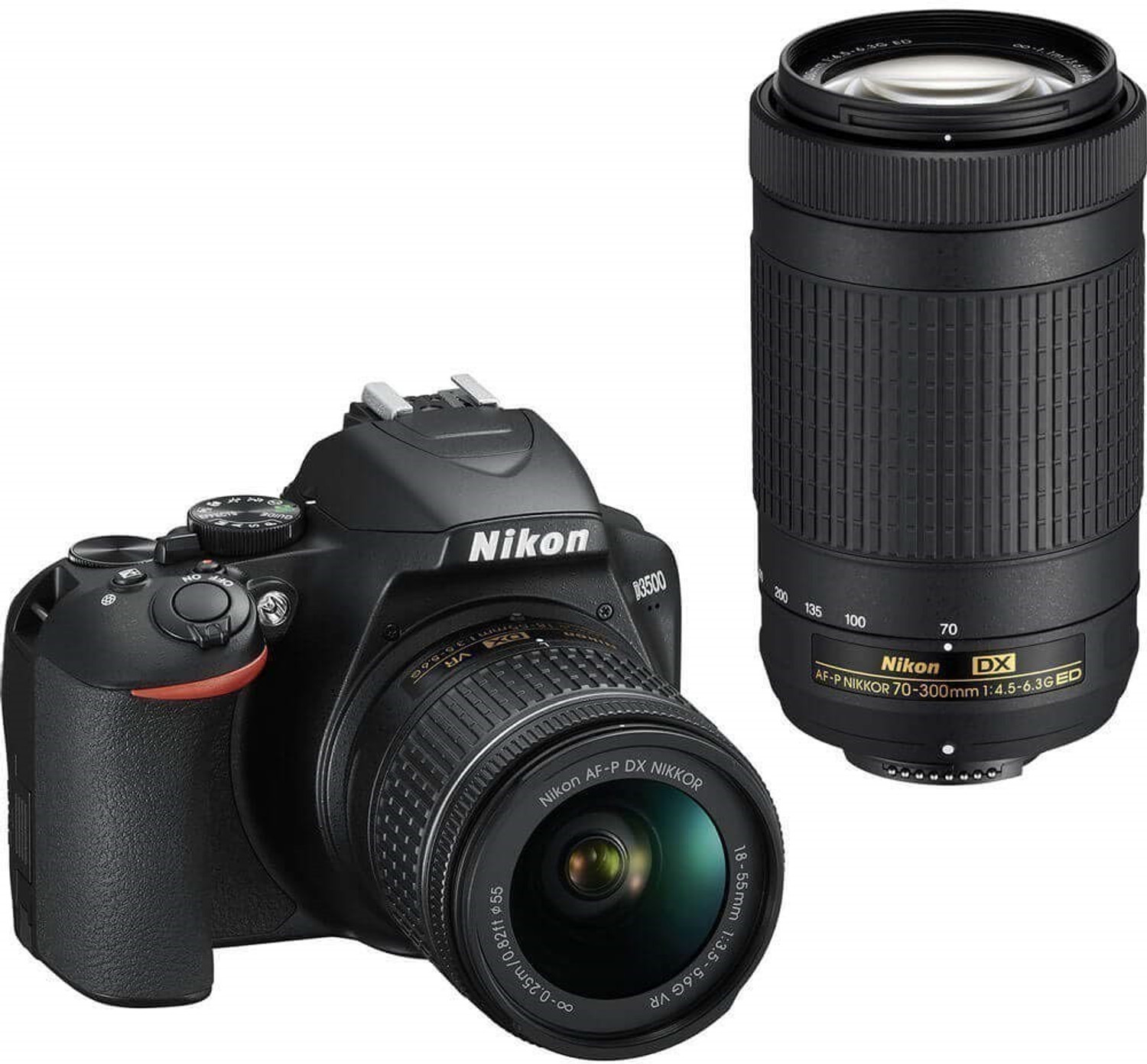 Image of NIKON D3500 (With Basic Accessory Kit) DSLR Camera Body with Dual lens: 18-55 mm f /3.5-5.6 G VR and AF-P DX Nikkor 70-300 mm f /4.5-6.3G ED VR
