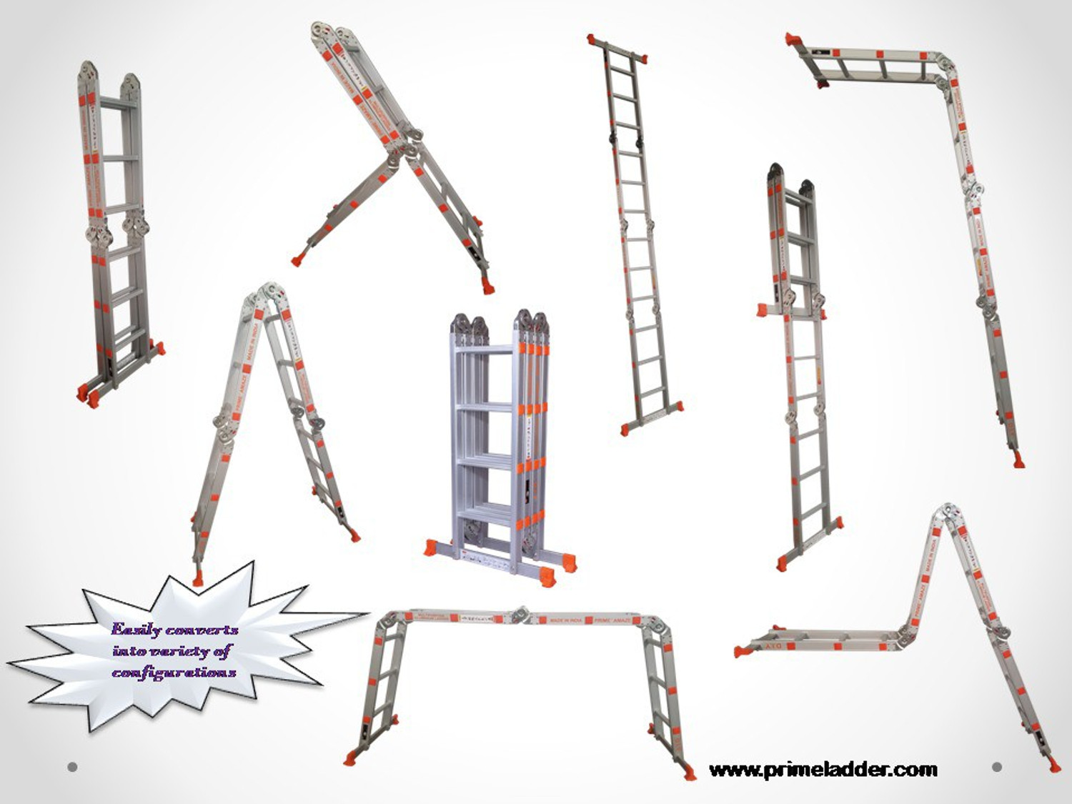 Image of Prime Amaze Multipurpose 16Ft. inchMADE IN INDIA inch Aluminium Ladder