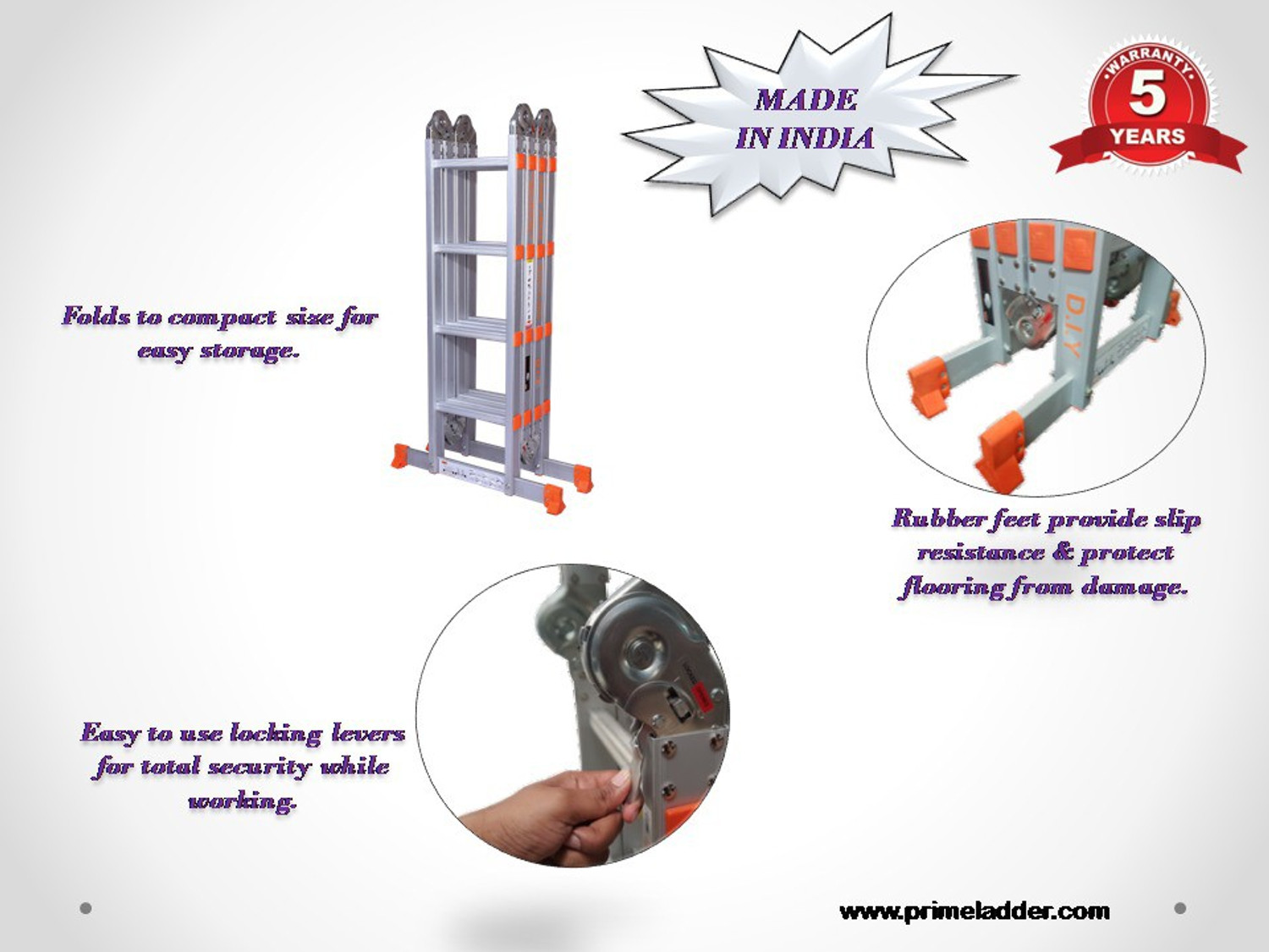Image of Prime Amaze Multipurpose 16Ft. inchMADE IN INDIA inch Aluminium Ladder