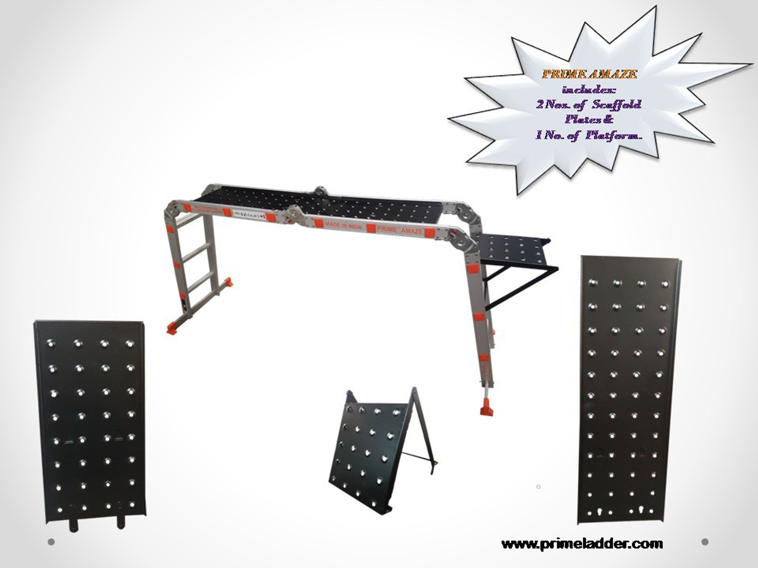 Image of Prime Amaze Multipurpose 16Ft. inchMADE IN INDIA inch Aluminium Ladder