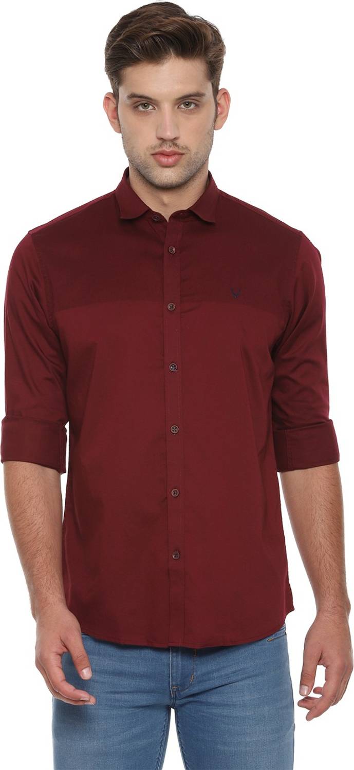 Allen Solly Men Solid Casual Maroon Shirt