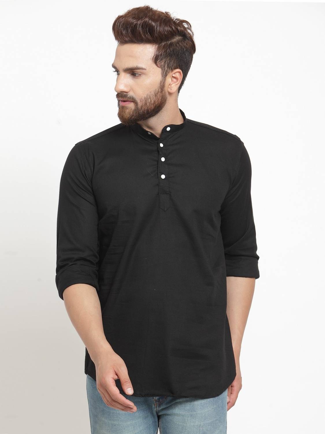 A-Okay Men Solid Casual Black Shirt