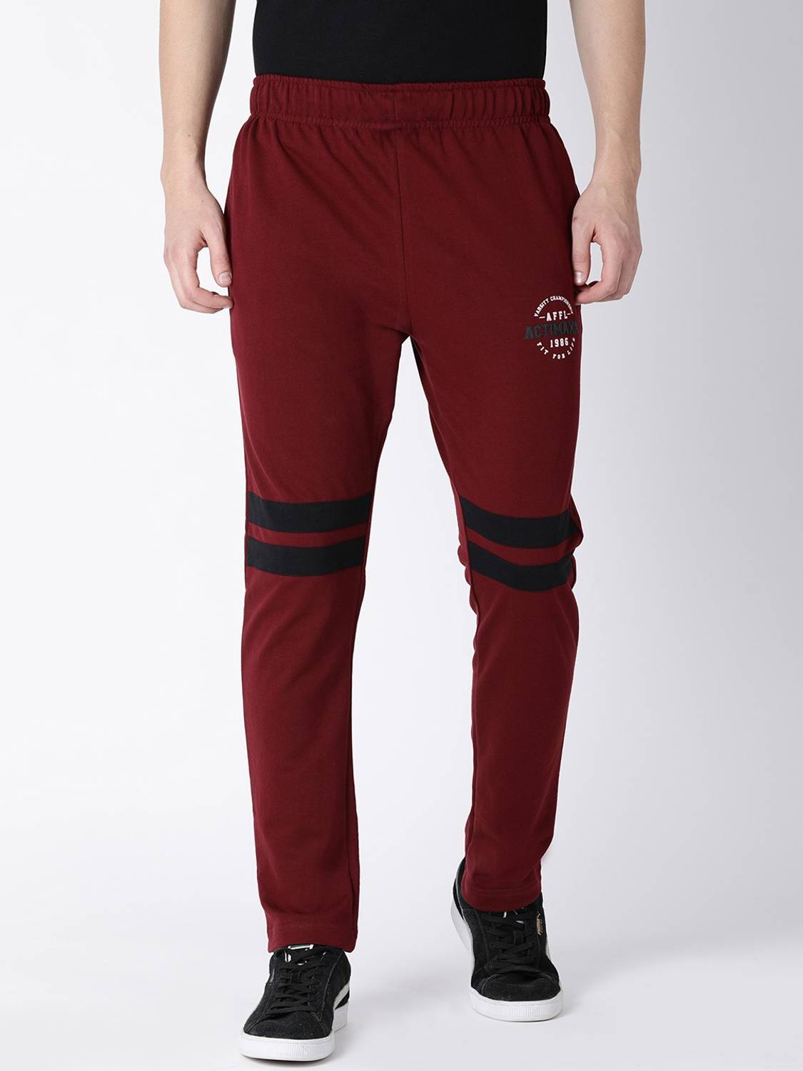 ACTIMAXX Solid Men Maroon Track Pants