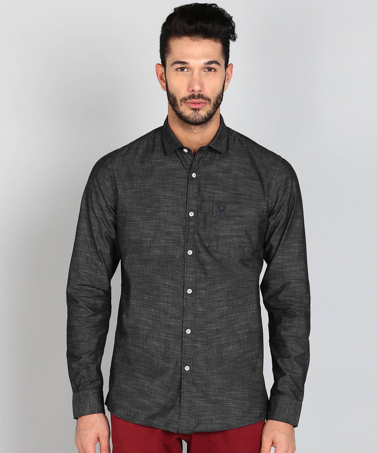 Allen Solly Men Solid Casual Black Shirt