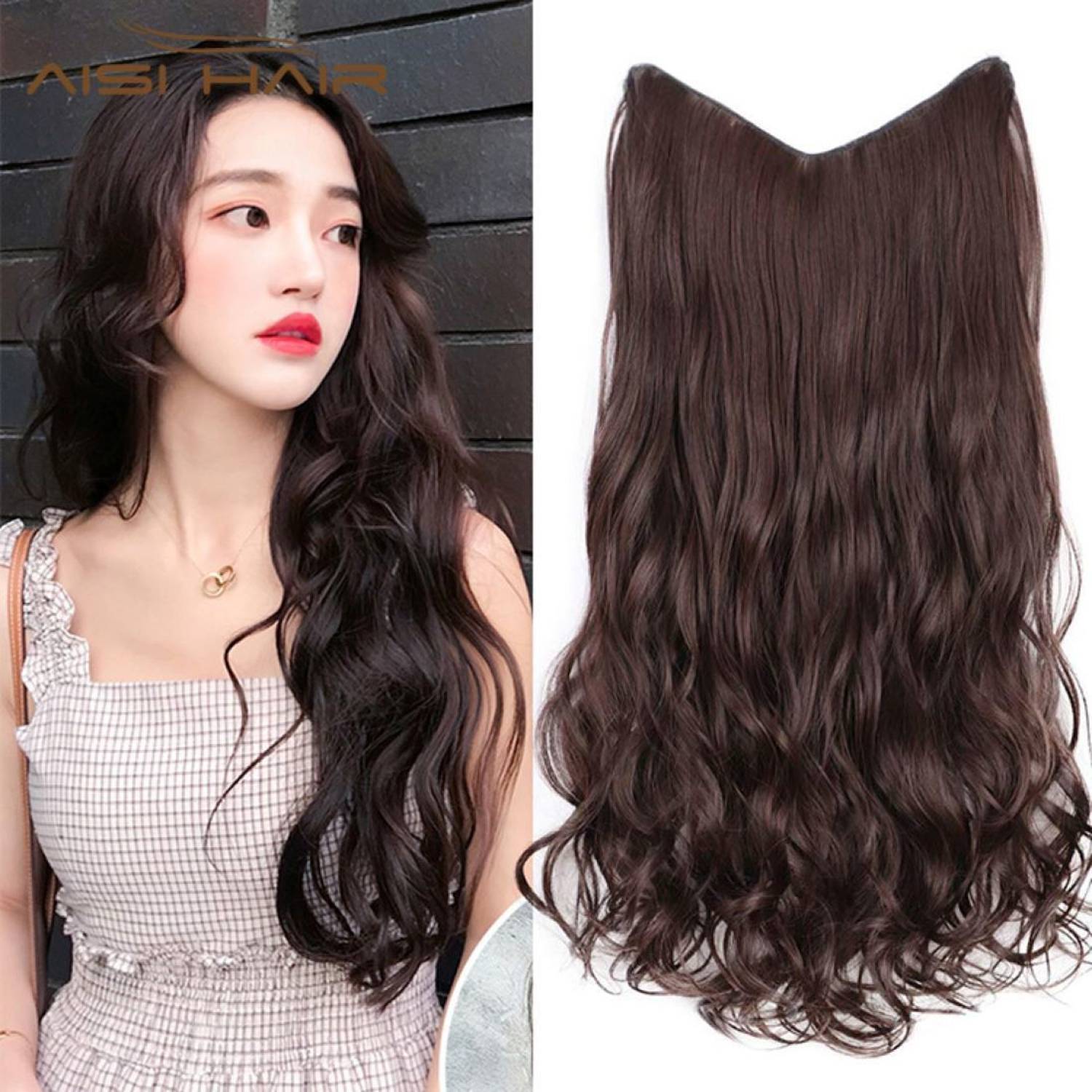 Chanderkash Curly/Wavy Full Head Clip Extensions Dark Brown  Extension Hair Extension