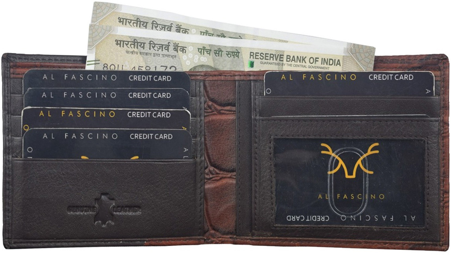 Image of AL FASCINO Men Casual Brown Genuine Leather Wallet