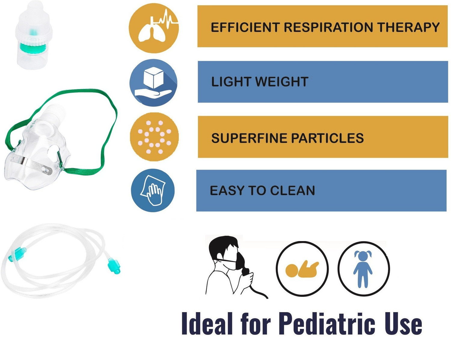 Image of Control D Pediatric Child Mask Kit with Air Tube,Medicine Chamber Nebulizer (Transparent, Blue)
