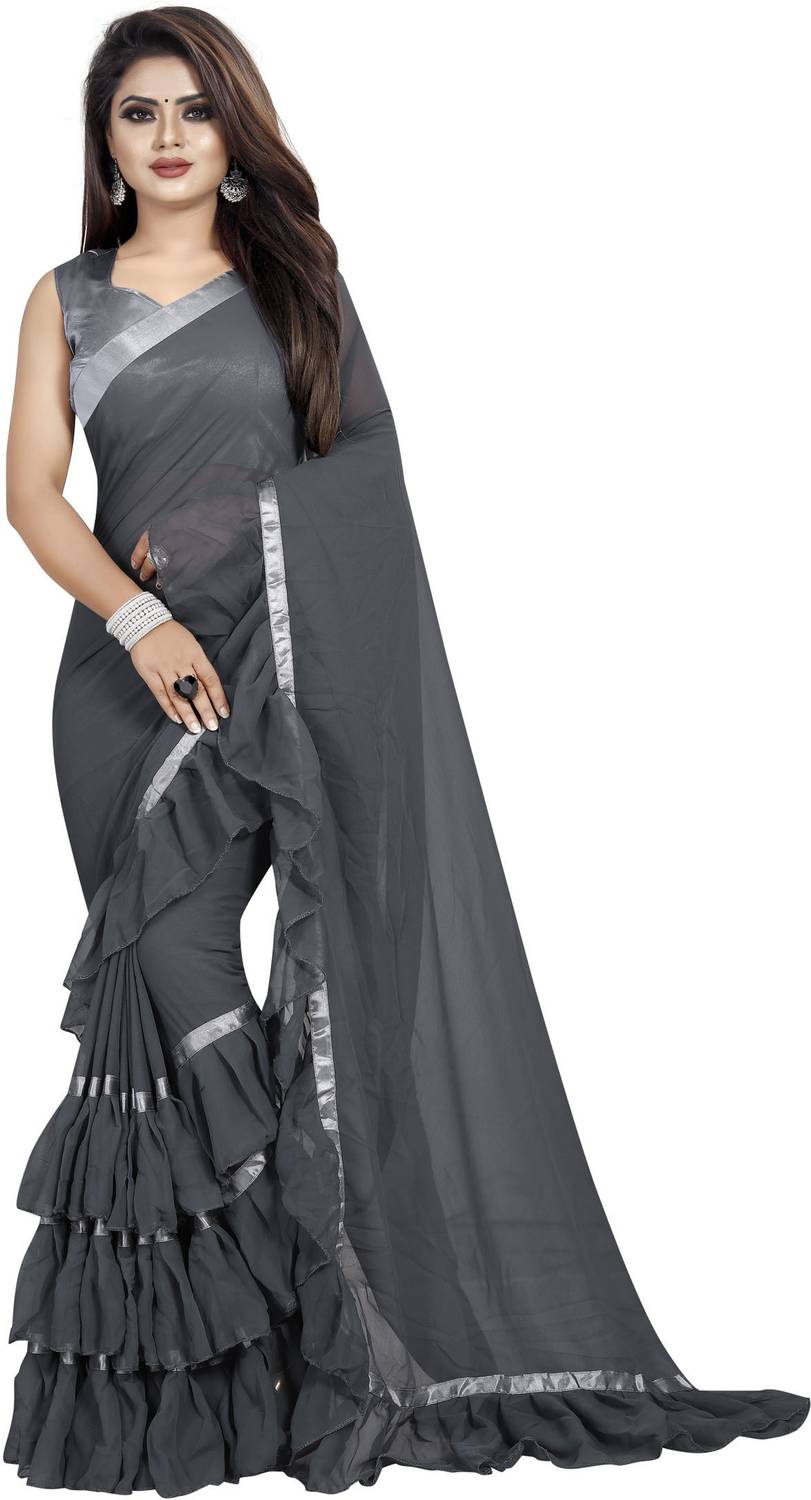 3Buddy Fashion Self Design, Solid/Plain Bollywood Georgette Saree