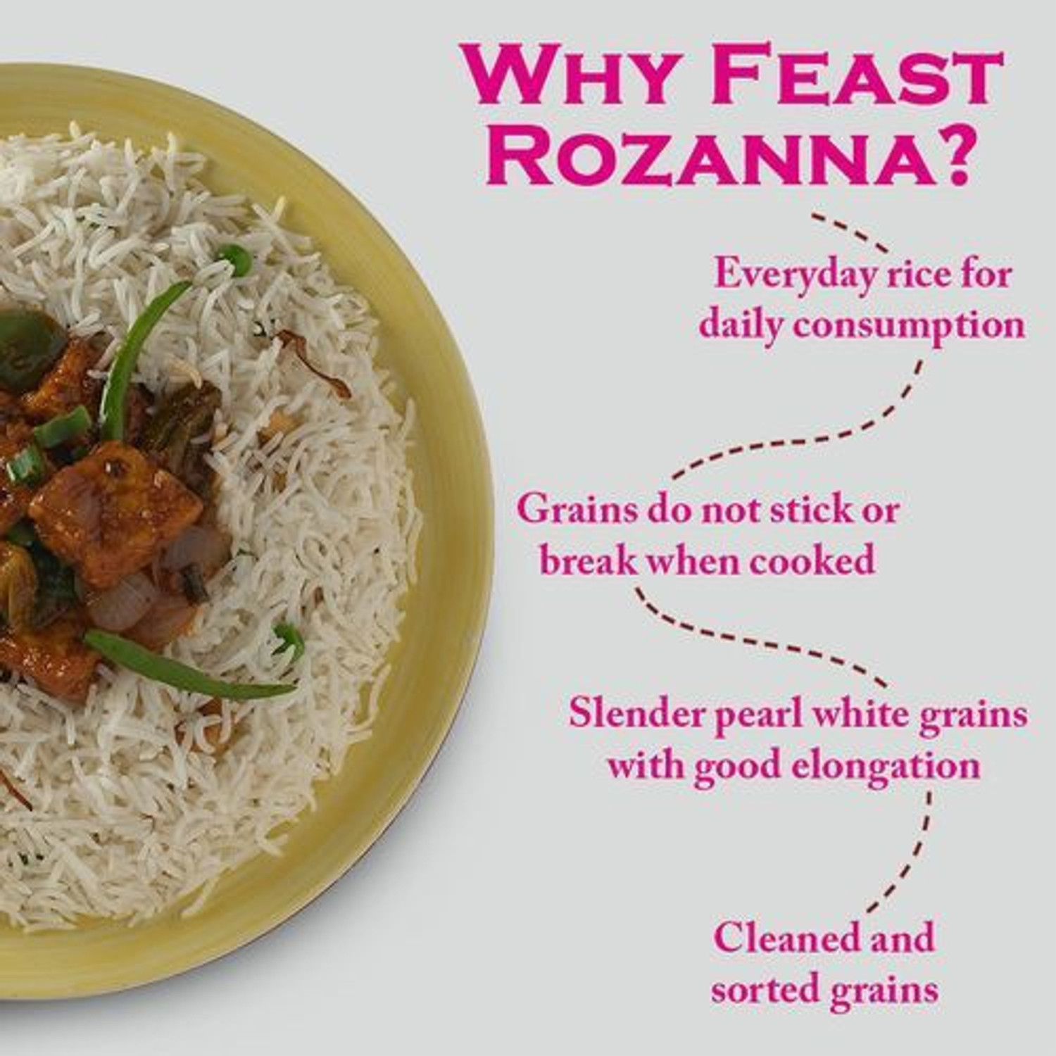 Image of INDIA GATE BASMATI RICE FEAST ROZZANA 1KG Basmati Rice (Long Grain, Steam)