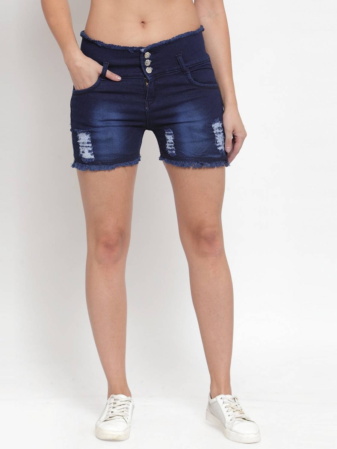 A-Okay Solid Women Denim Dark Blue Denim Shorts