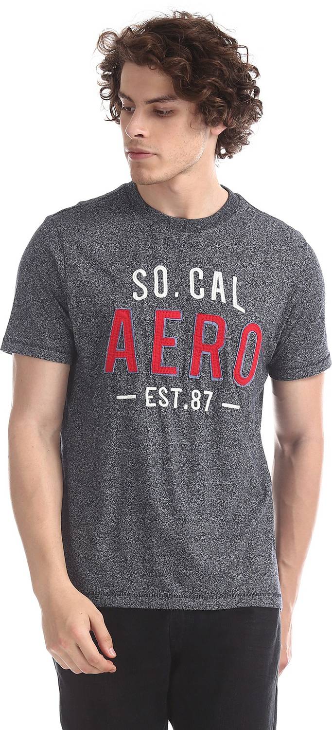 AEROPOSTALE Solid Men Round Neck Blue T-Shirt