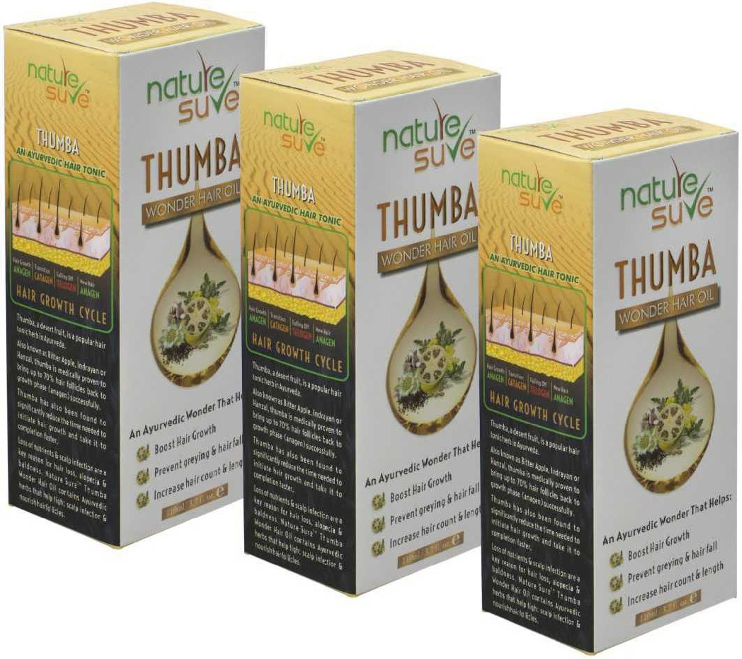 Image of Nature Sure Wonder Hair Oil for Men and Women - 3 Packs Hair Oil