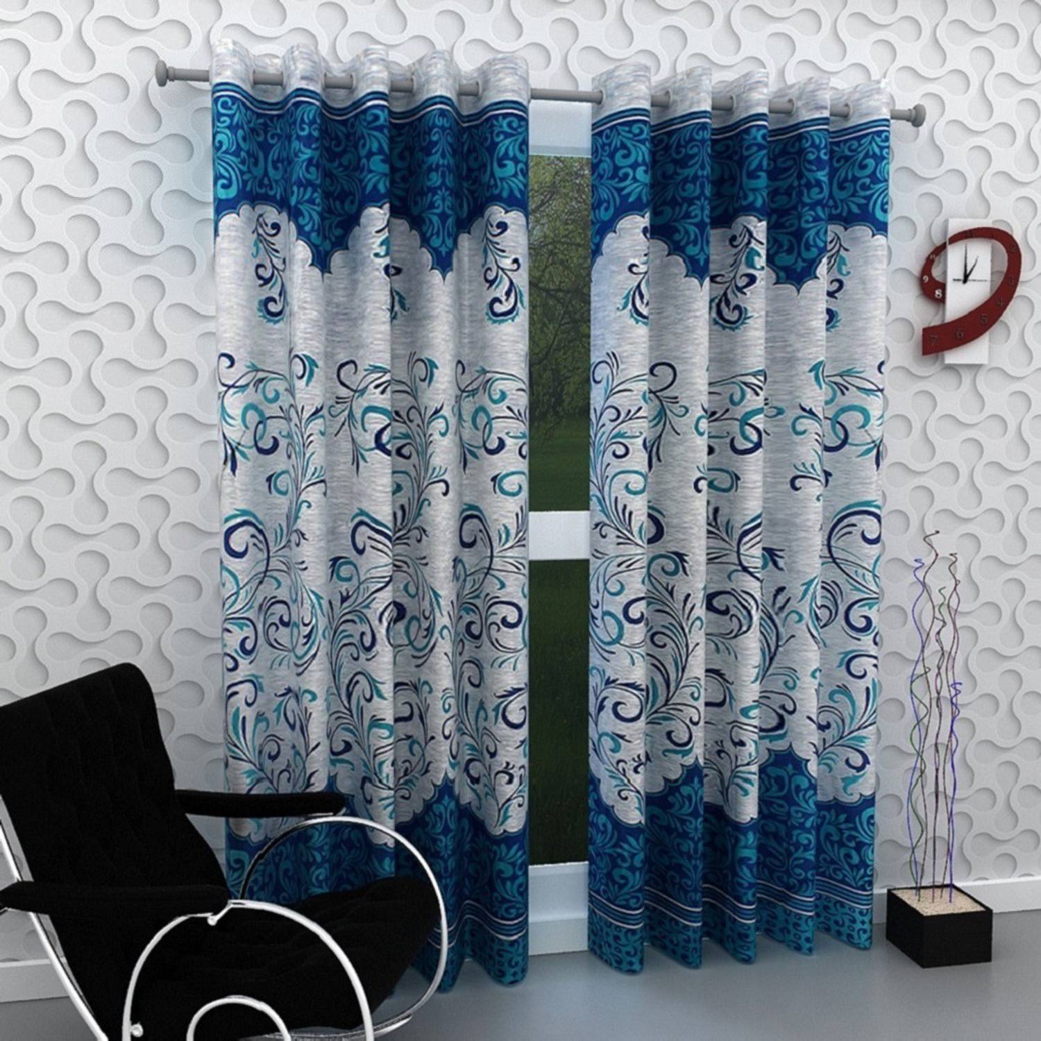 Panipat Textile Hub 153 cm (5 ft) Window Polyester Semi Transparent Curtain (Pack Of 2)