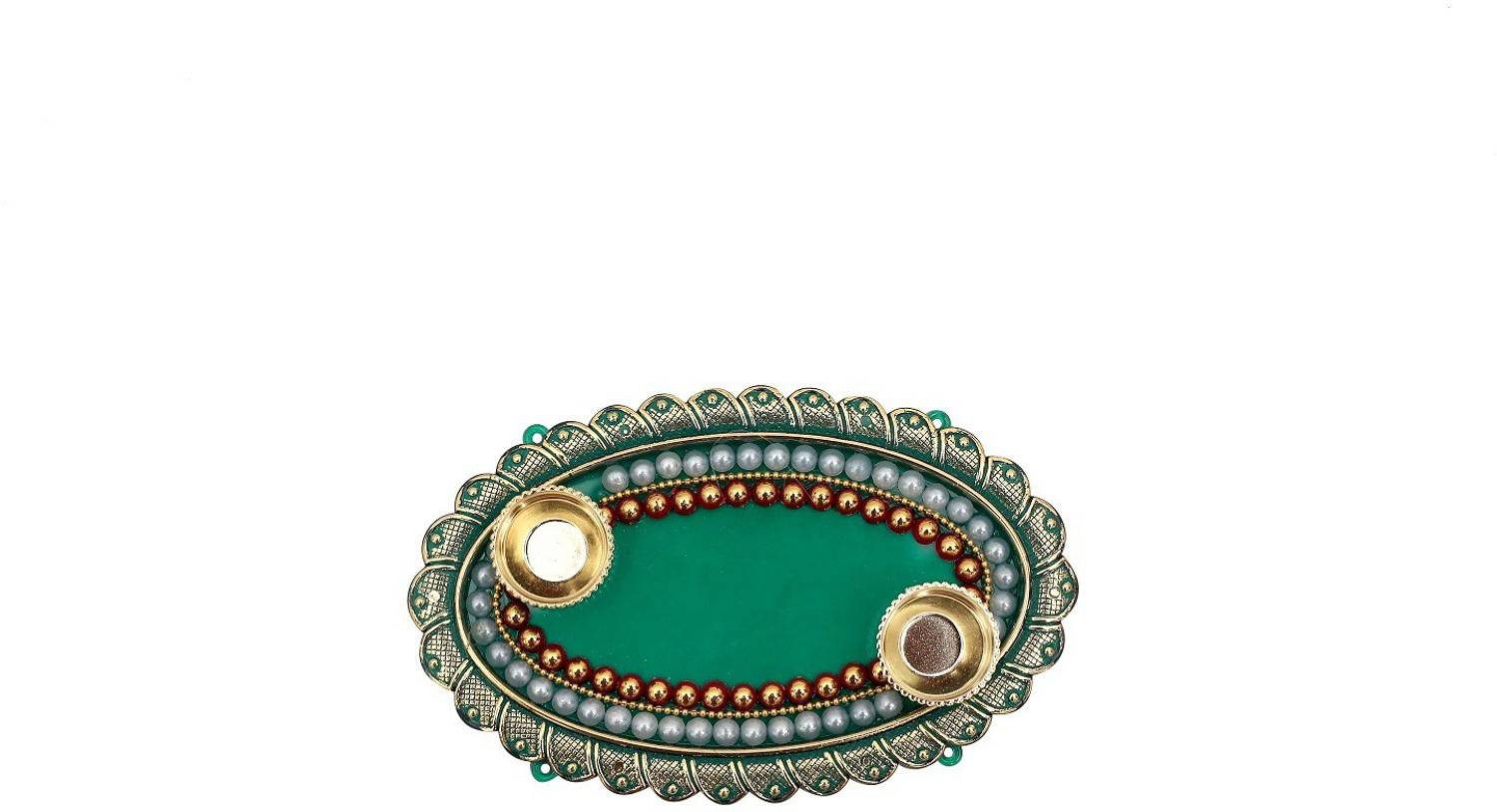 BDS CREATIONS DESIGNER DECORATED DIYA BHAIDOOJ, ENGAGEMENT PLATTER, FESTIVE DIWALI POOJA FLOATING PLATE/THALI PACK OF 1PCS Plastic Decorative Platter