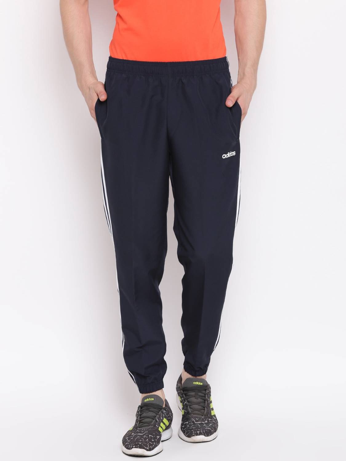 ADIDAS Striped Men Dark Blue Track Pants