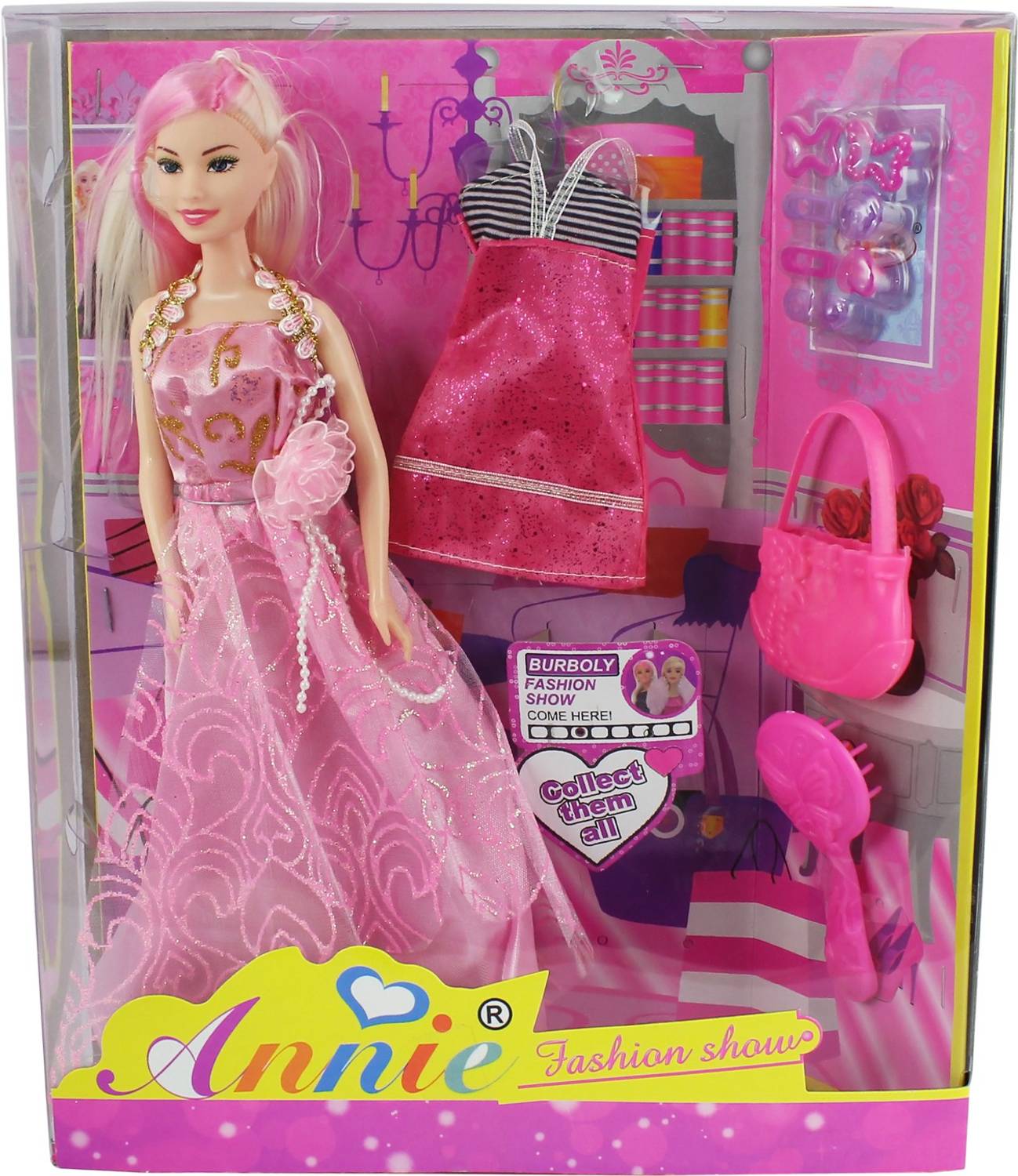 annie Beautiful Fashion Series Celebration Doll | Fashion Show Dress | 1 Extra Dress | 1 Handbags | 5 Accessories | Doll Size 30 Cms (11.8 Inches)