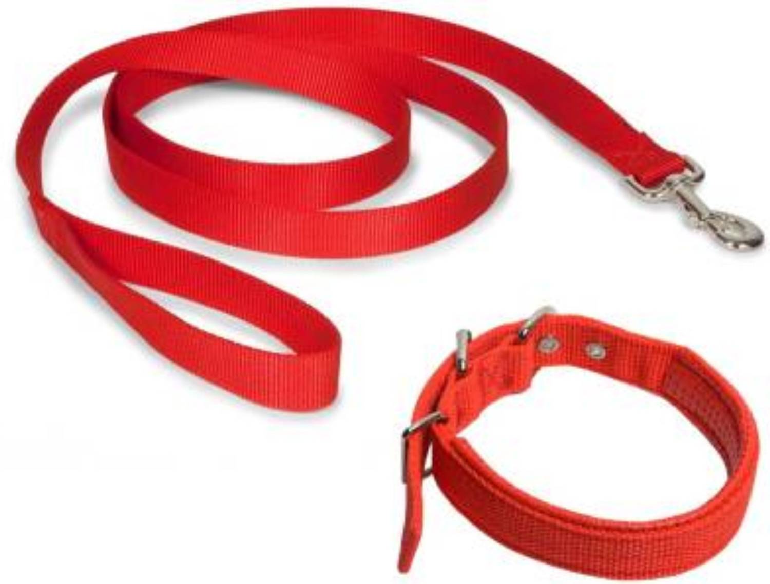 ADIOS GOOD QUALITY 1 INCH RED COLOR BELT Dog Collar & Leash