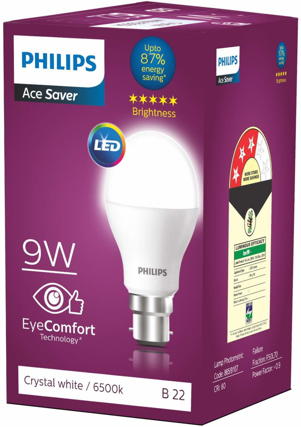 Image of PHILIPS 9 W Basic Round B22 LED Bulb