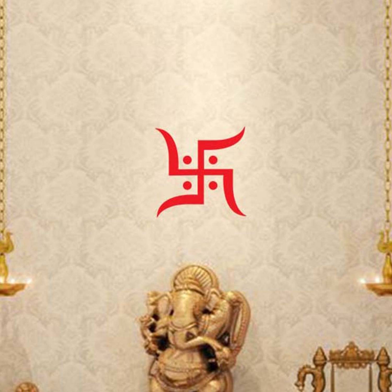 100yellow 15.24 cm Swastik sticker Self Adhesive Sticker